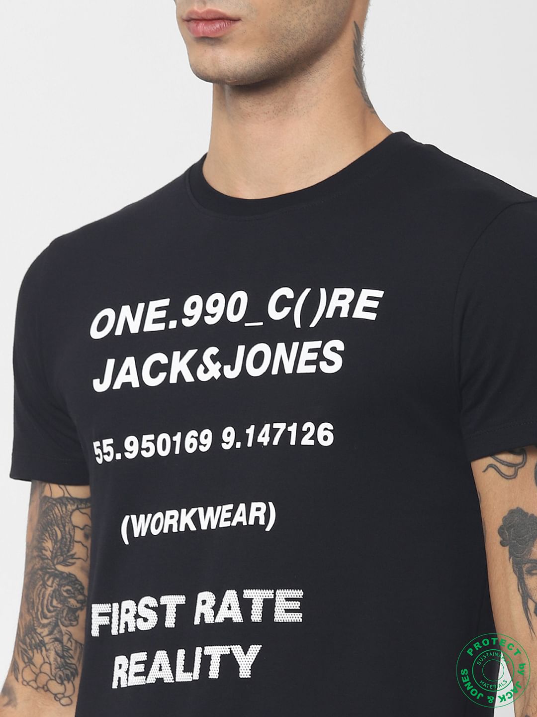 Black Logo Print Crew Neck T-shirt