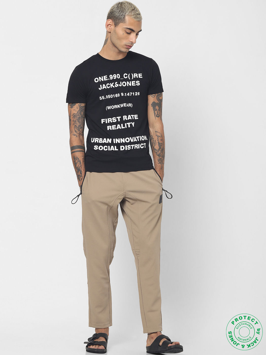 Black Logo Print Crew Neck T-shirt