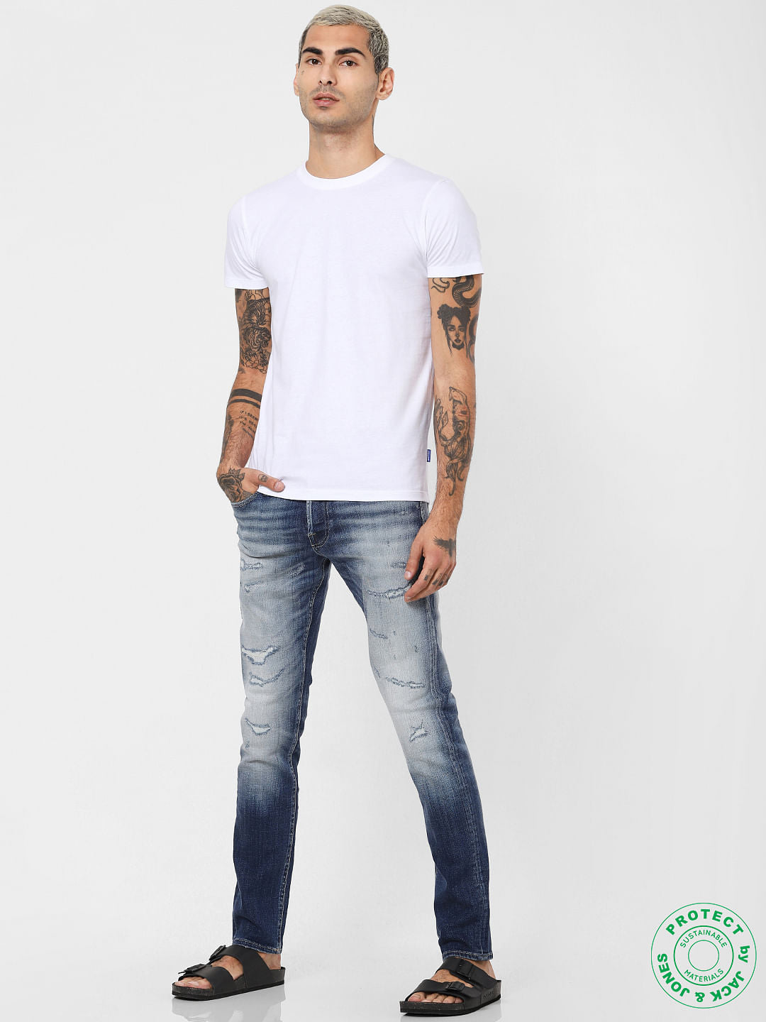 White Text Print Crew Neck T-shirt