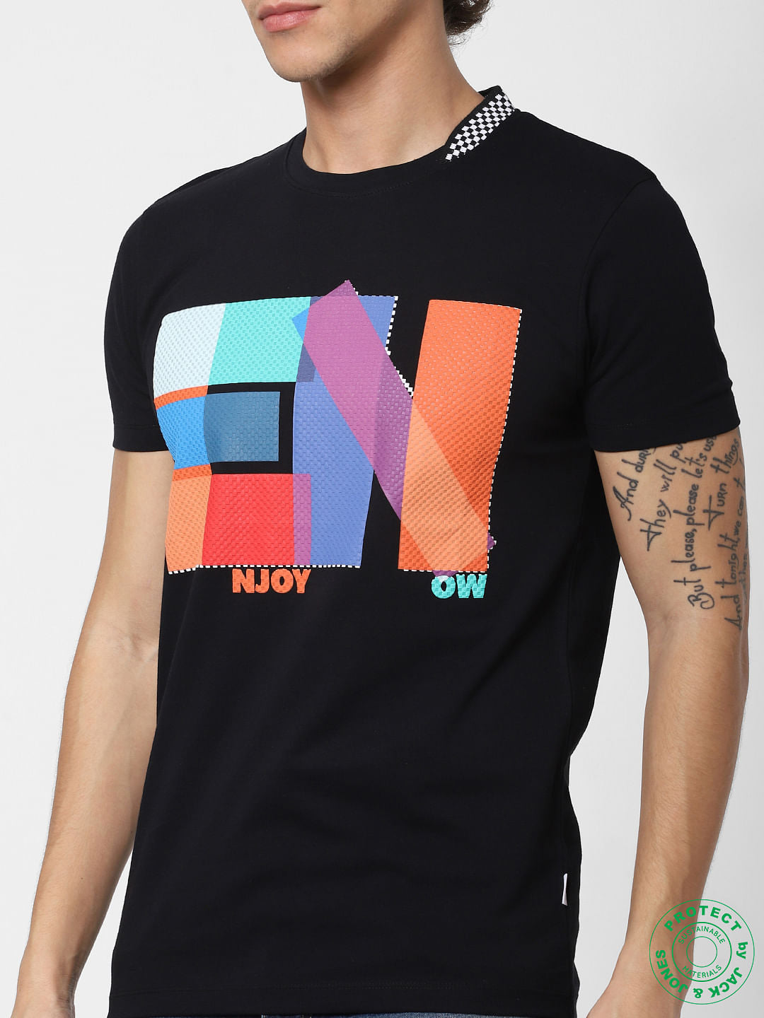 Black Graphic Print Crew Neck T-shirt