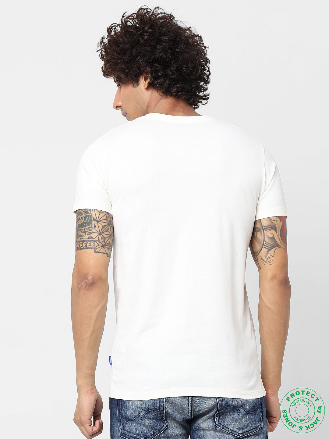 White Sunset Graphic Print Crew Neck T-shirt