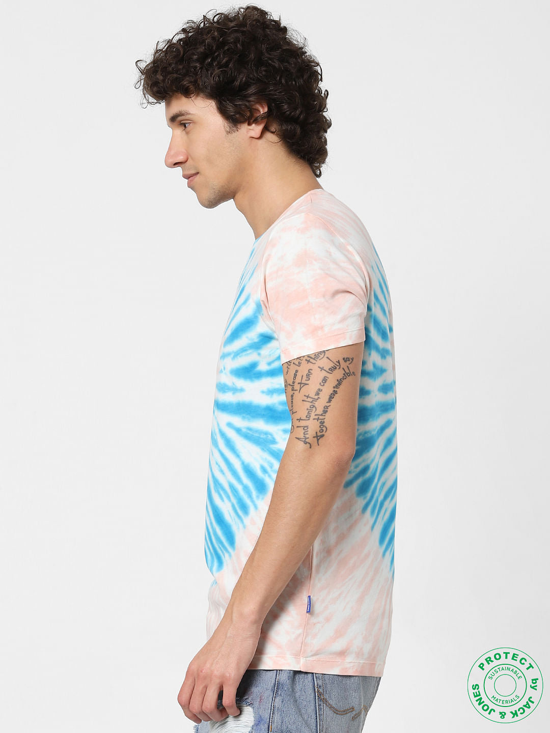 White All Over Print Crew Neck T-shirt