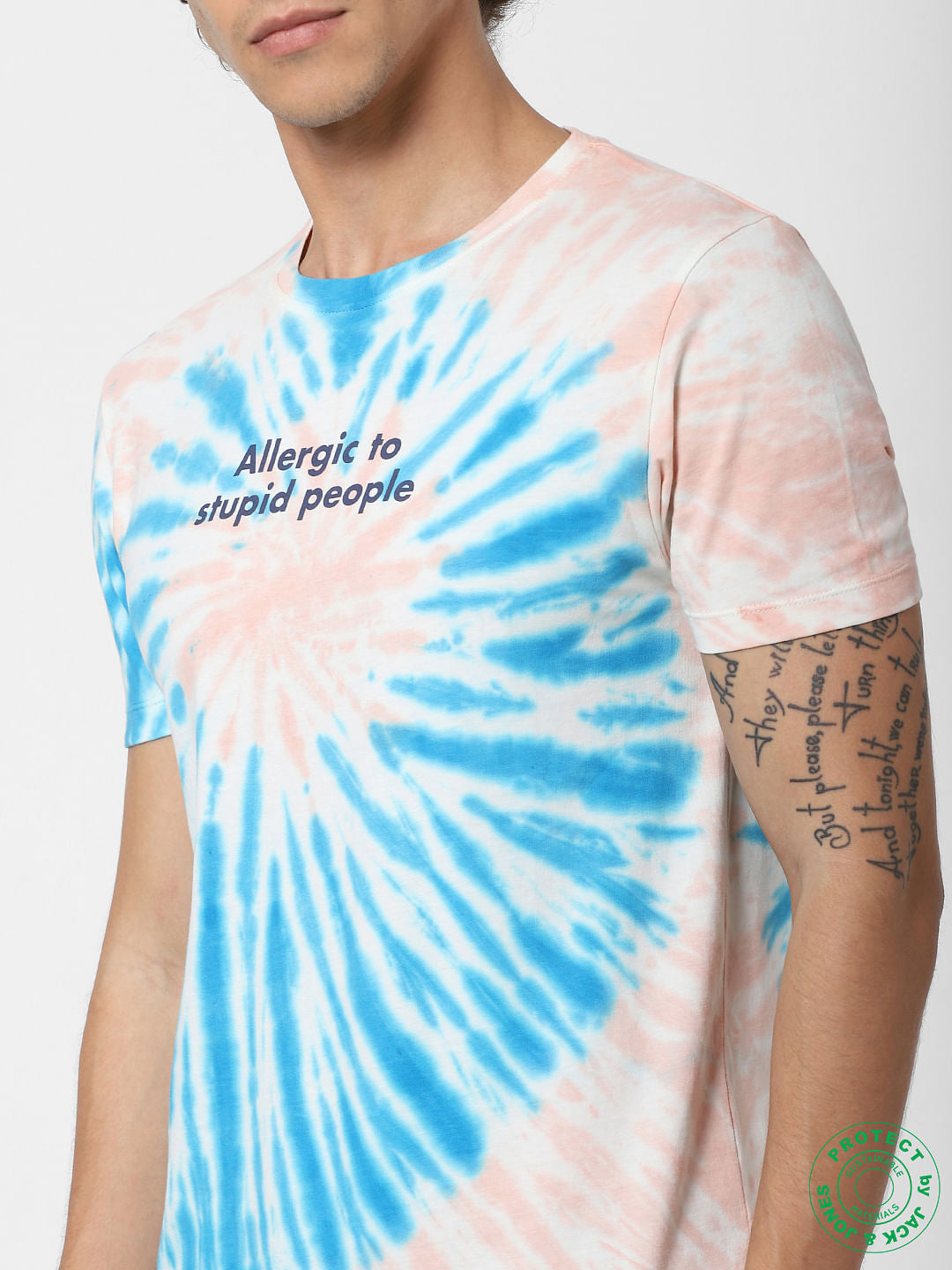 White All Over Print Crew Neck T-shirt