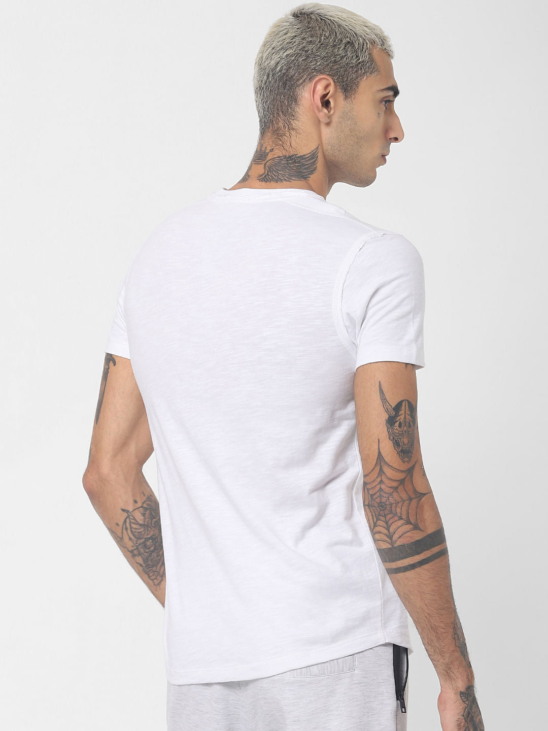 White Printed Crew Neck T-shirt