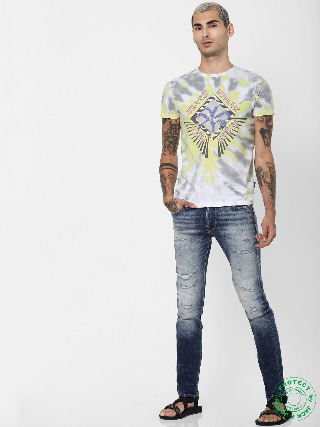 White Tie Dye Crew Neck T-shirt