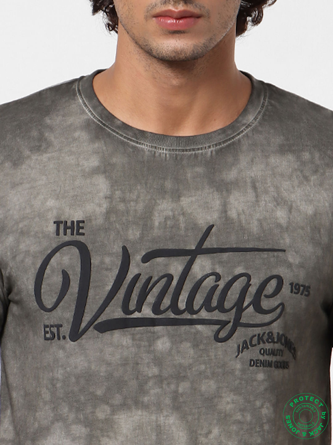 Grey Text Print Crew Neck T-shirt