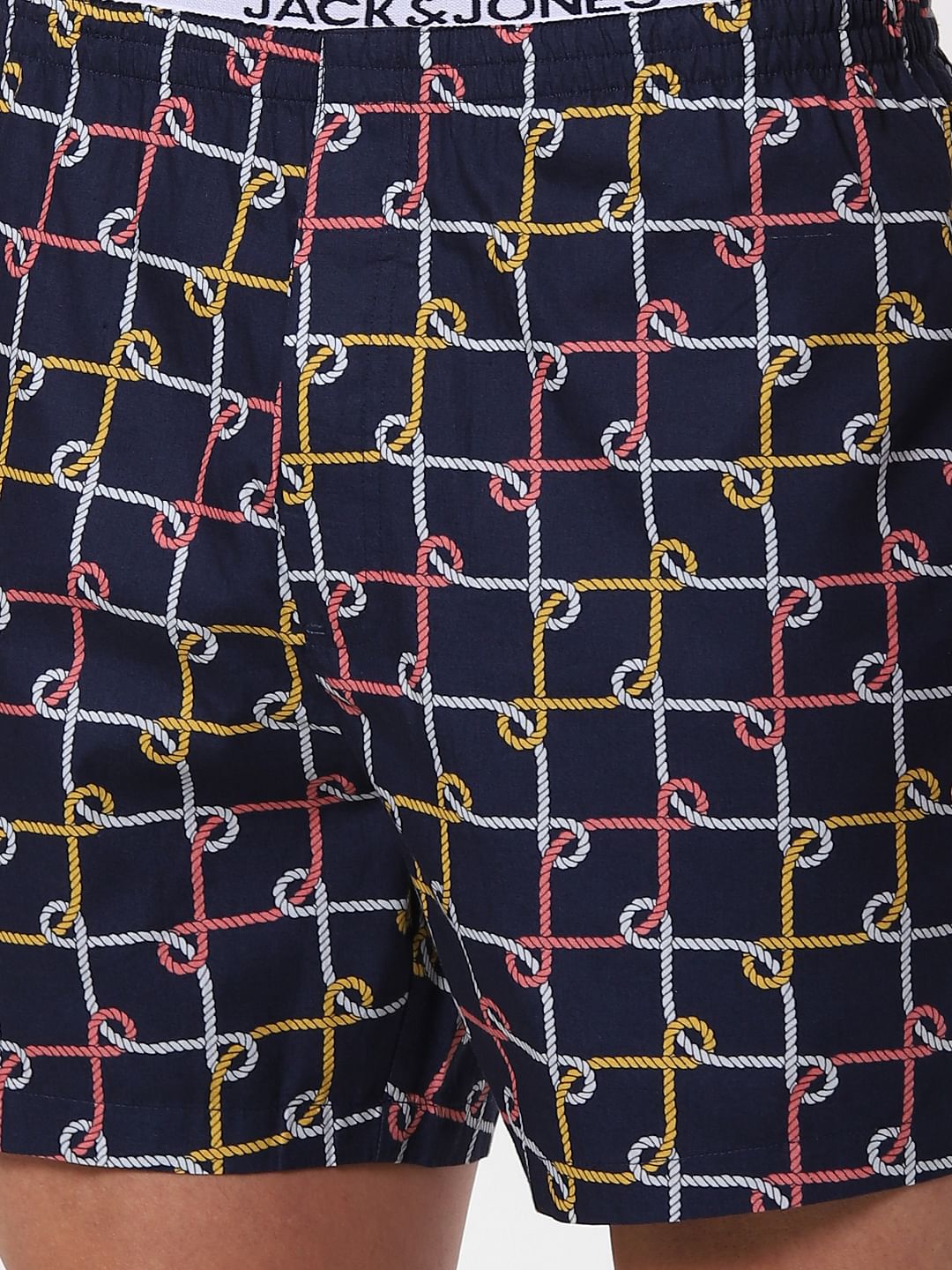 Dark Blue Rope Print Boxers