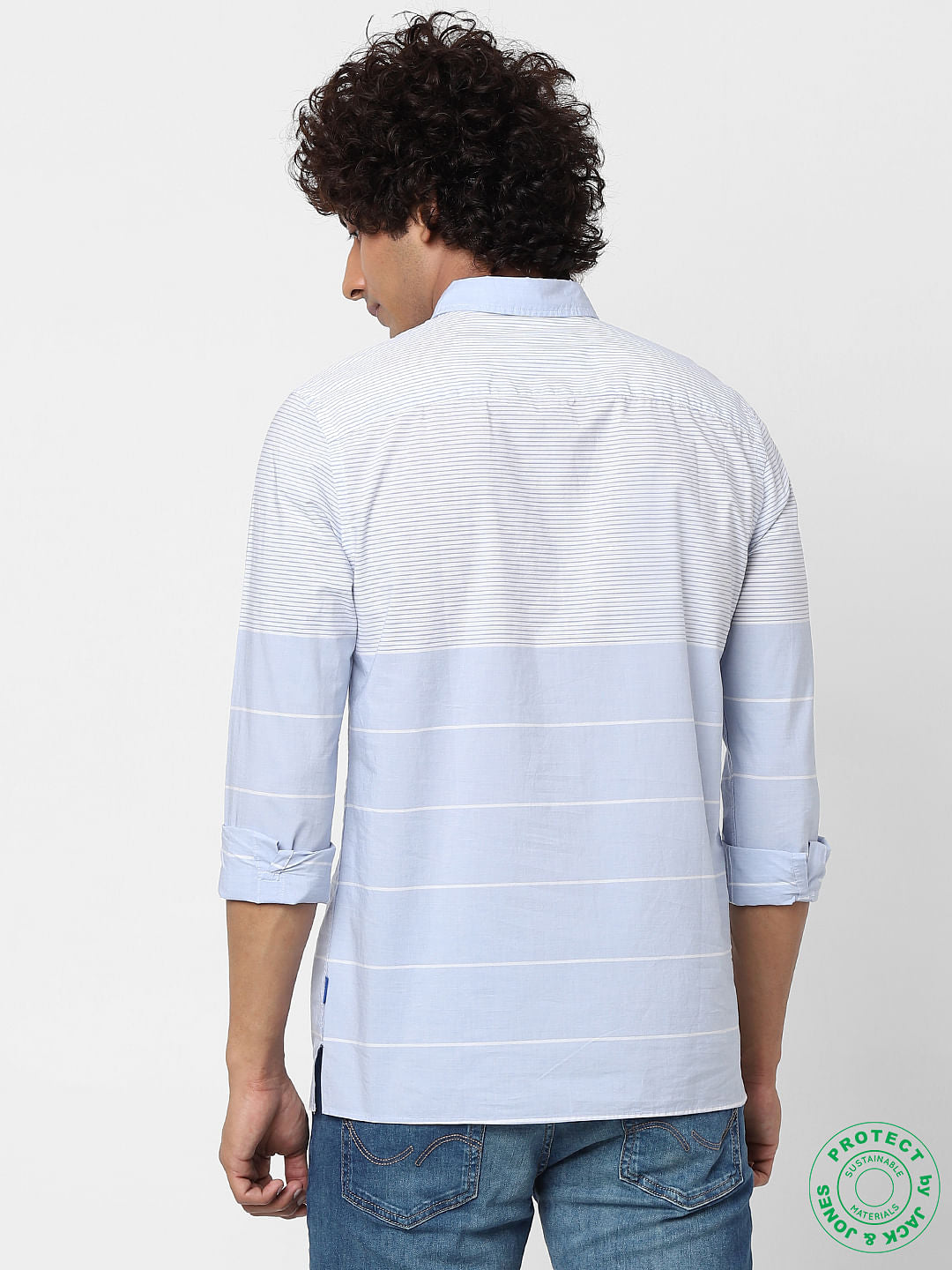 Blue Striped Linen Full Sleeves Shirt