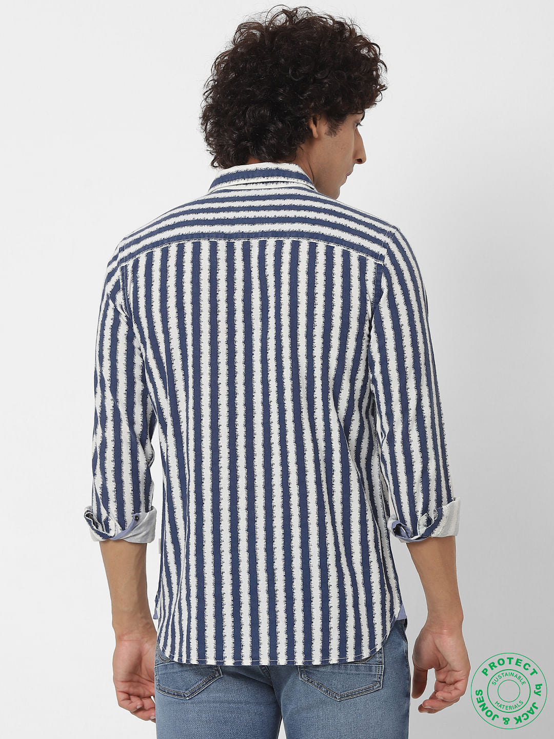 Blue Striped Full Sleeves Shirt