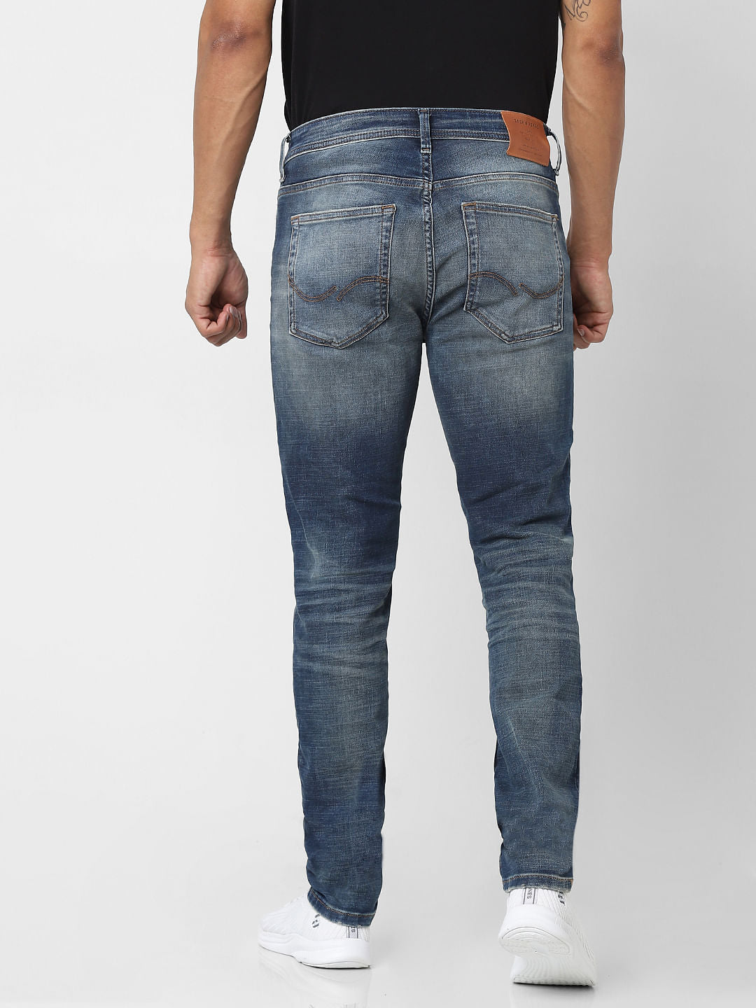 Blue Mid Rise Ben Skinny Fit Ripped Jeans