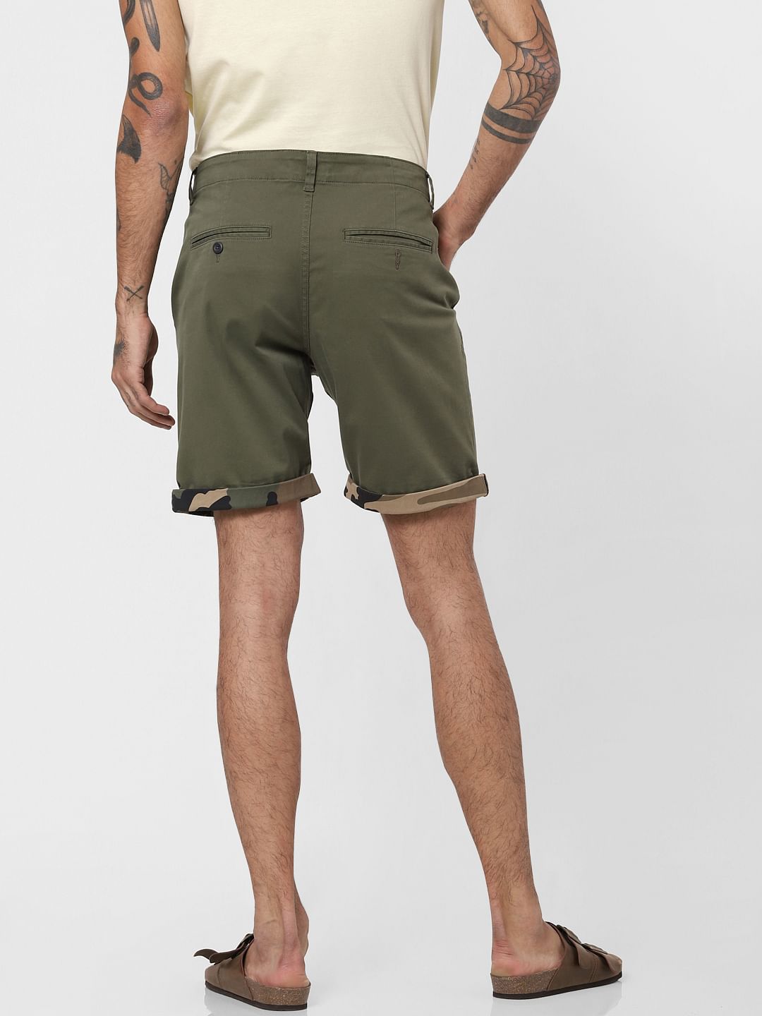Olive Low Rise Chino Shorts