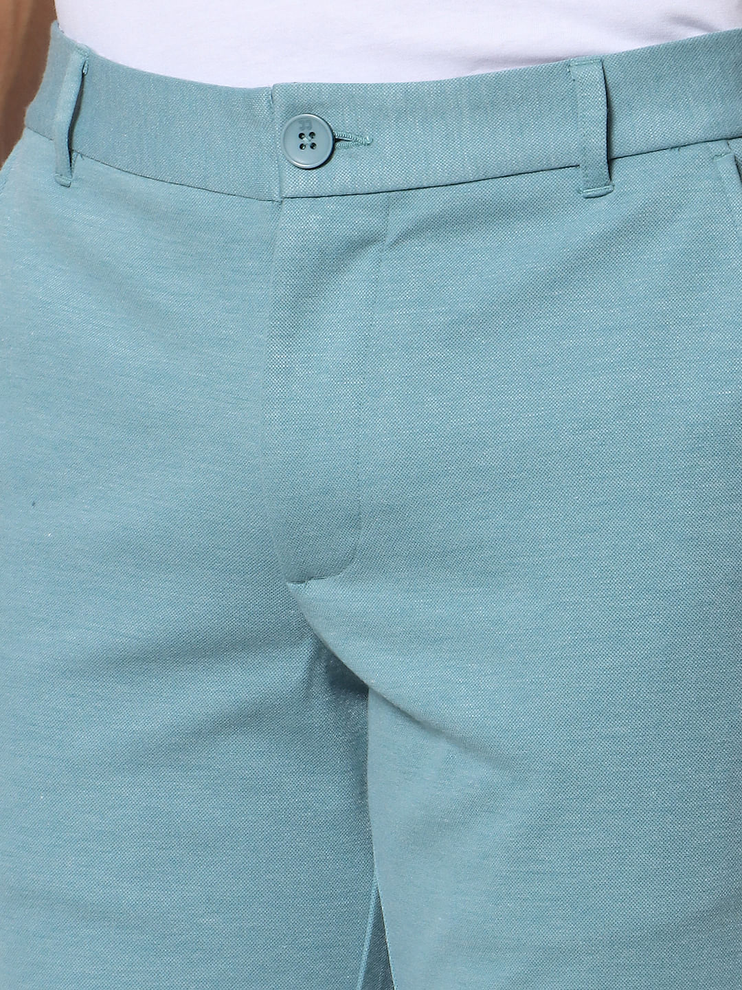 Blue Mid Rise Chino Shorts