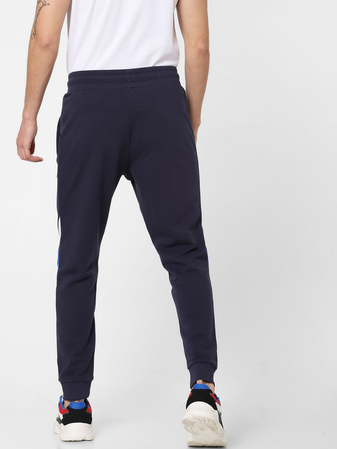 Blue Low Rise Colourblocked Sweatpants