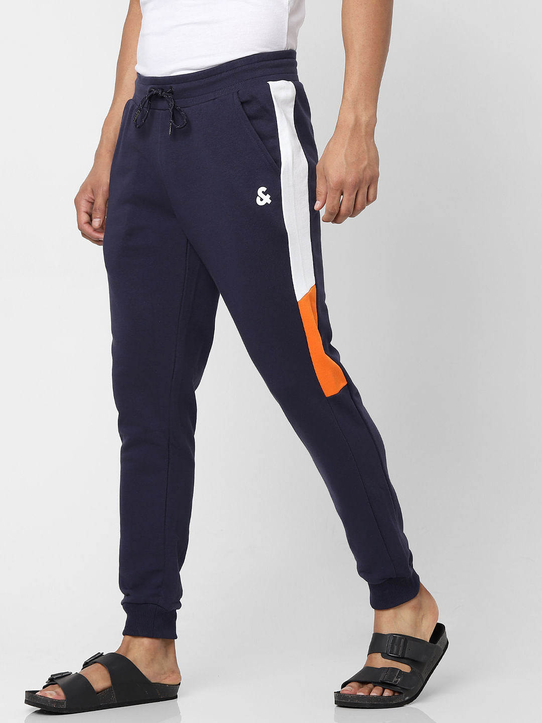 Dark Blue Mid Rise Colourblocked Sweatpants