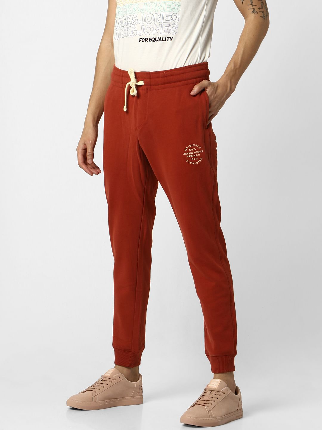 Rust Low Rise Logo Print Sweatpants