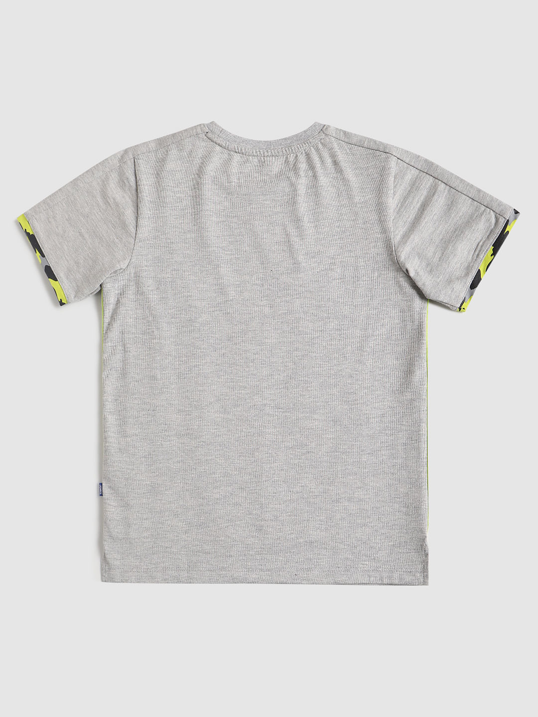 Boys Grey Contrast Tipping Crew Neck T-shirt