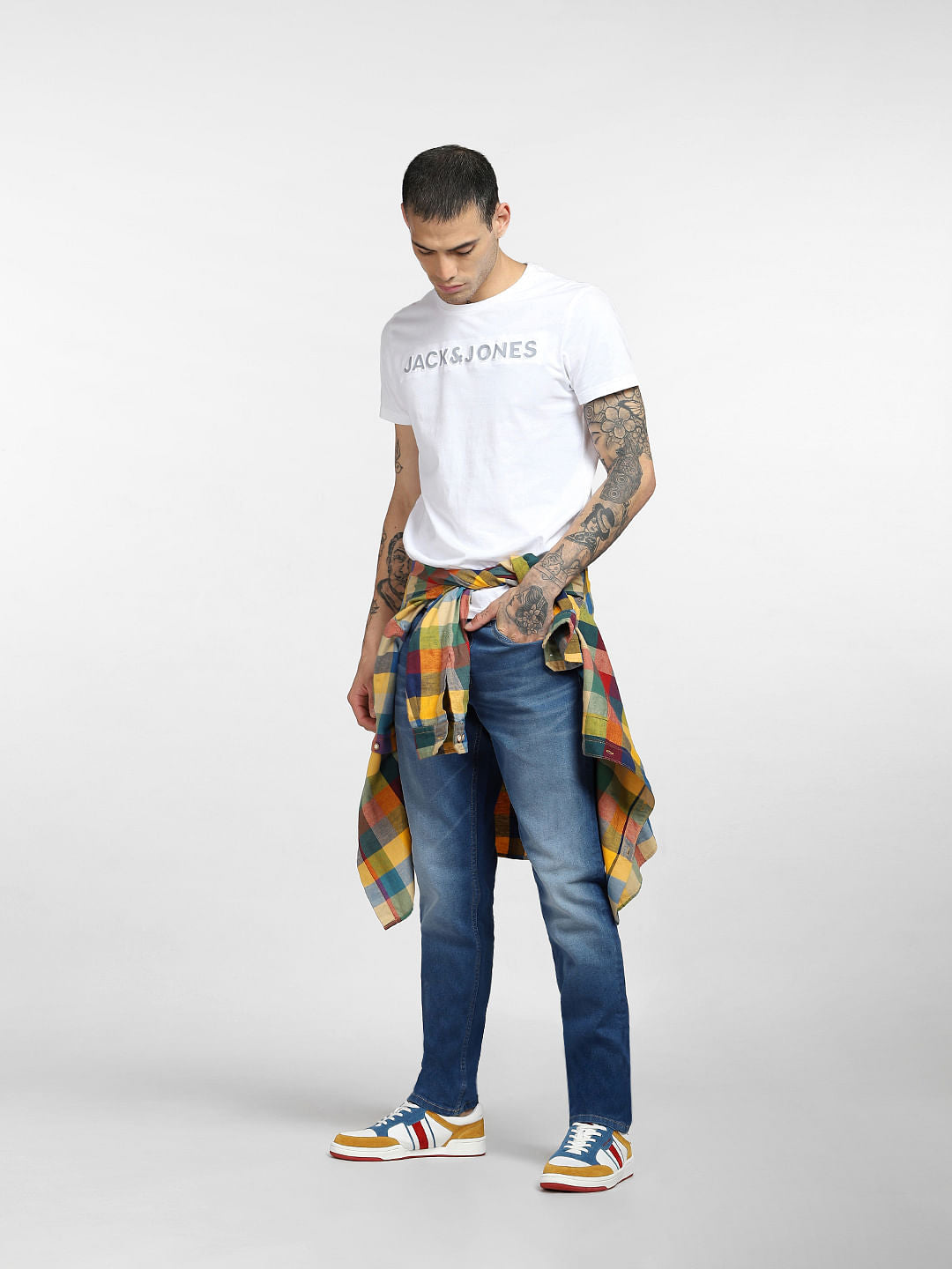 Blue Low Rise Faded Glenn Slim Jeans