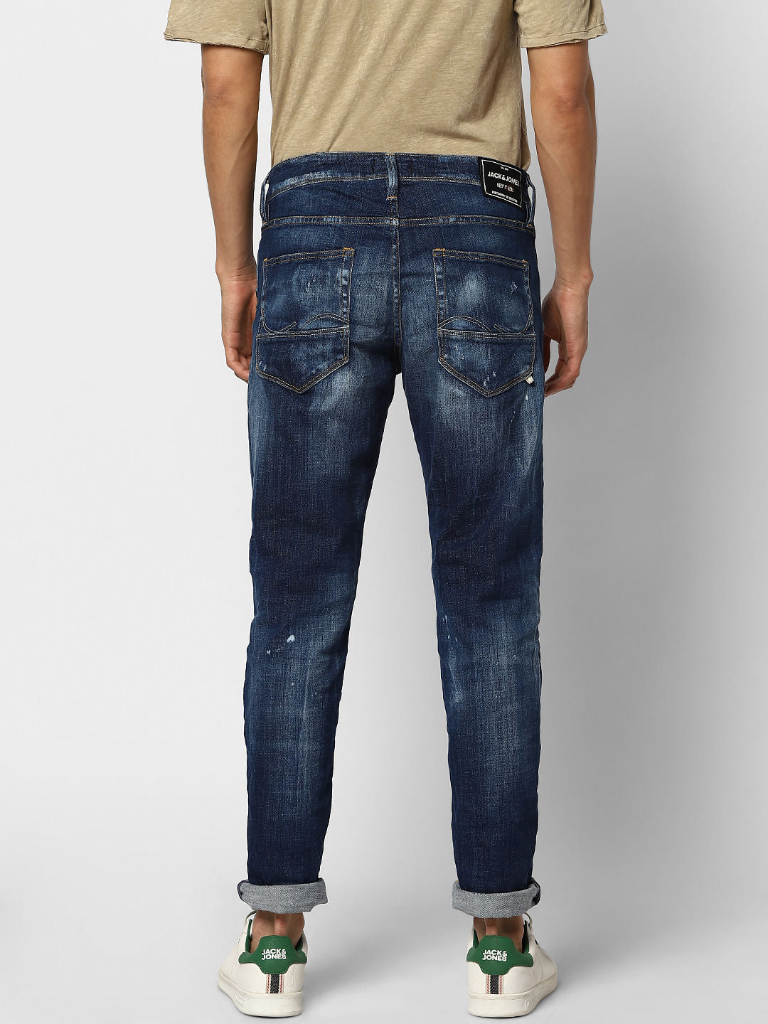 Blue Low Rise Mildly Distressed Glenn Slim Jeans