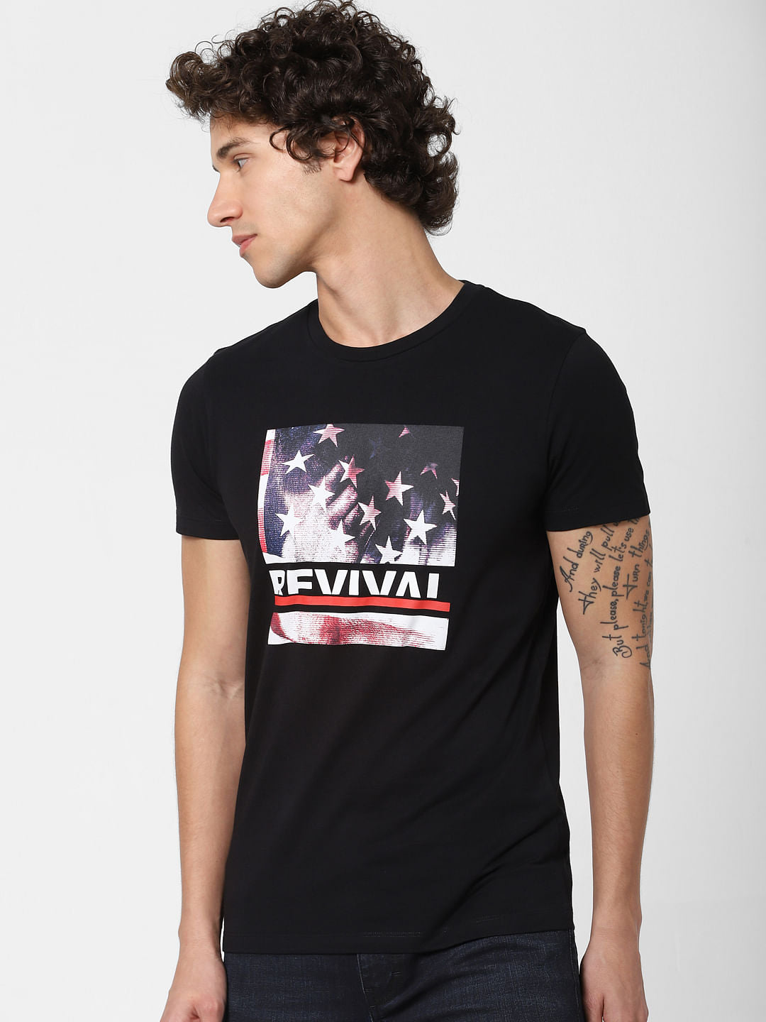 X Eminem Black Graphic Print Crew Neck T-shirt