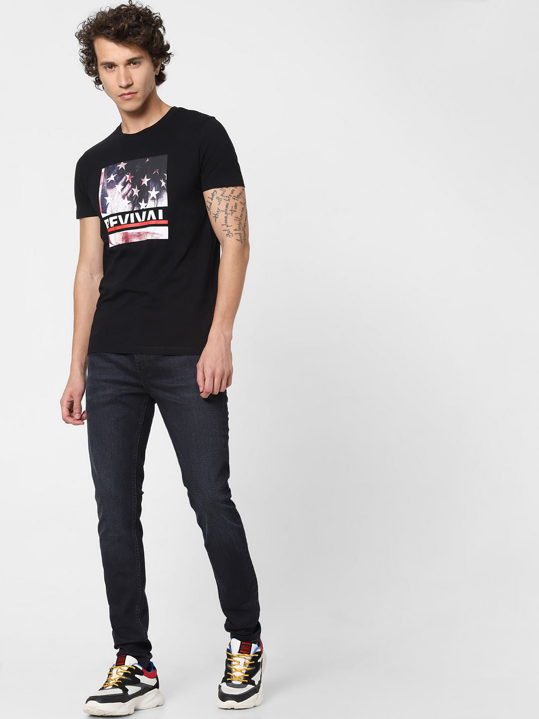 X Eminem Black Graphic Print Crew Neck T-shirt