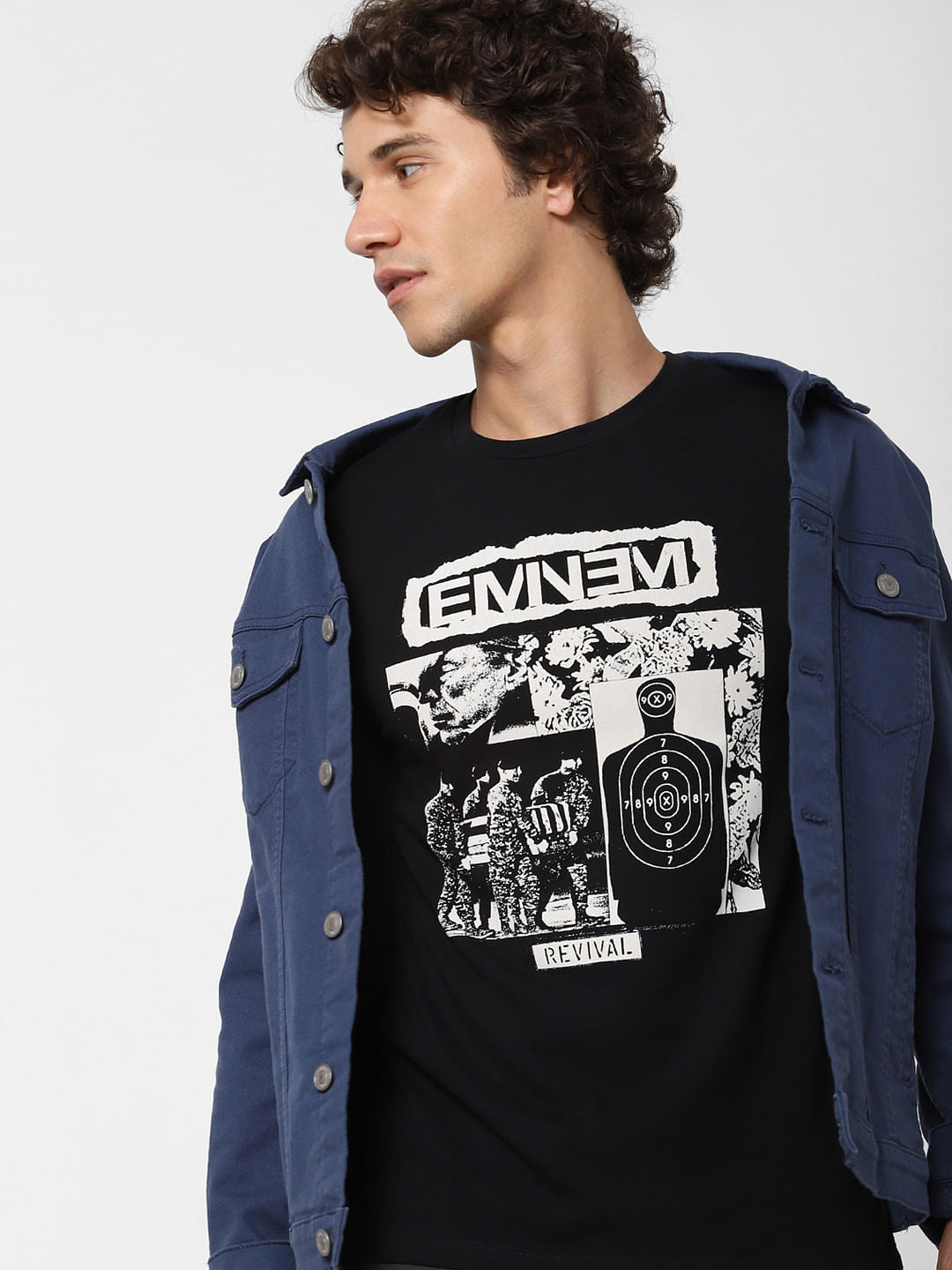 X Eminem Black Graphic Print Crew Neck T-shirt