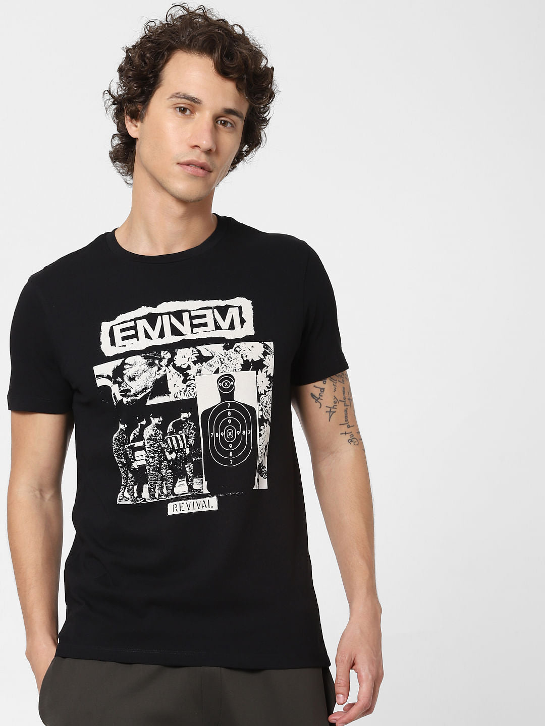 X Eminem Black Graphic Print Crew Neck T-shirt