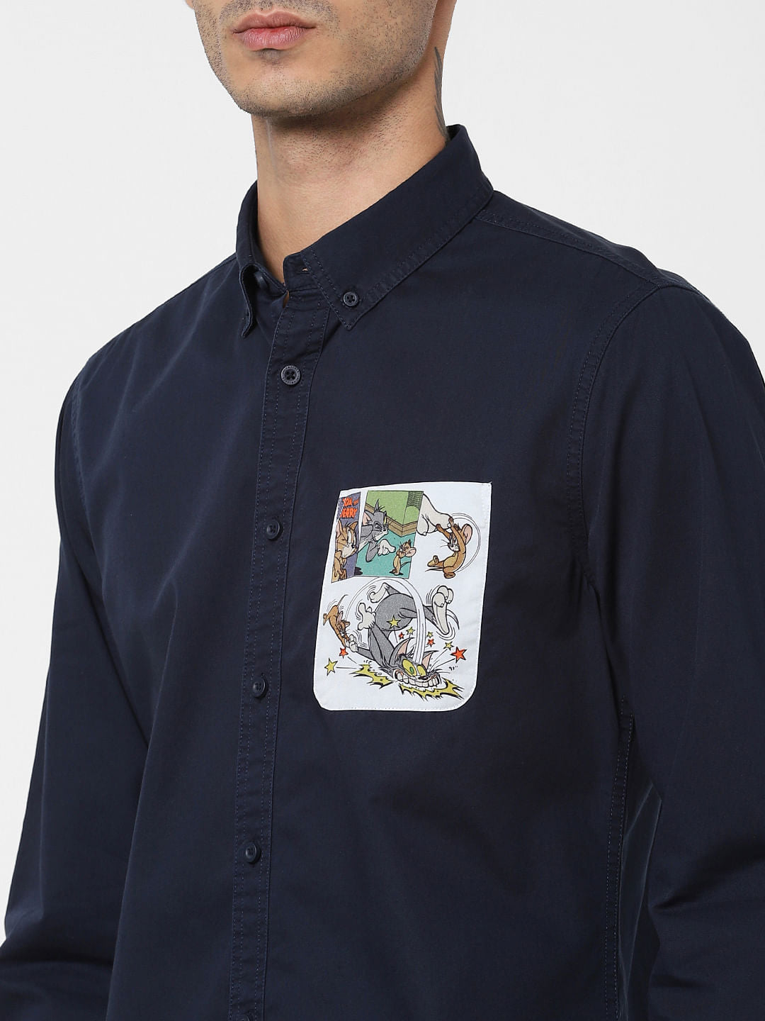X Tom & Jerry Navy Blue Printed Full Sleeves Shirt
