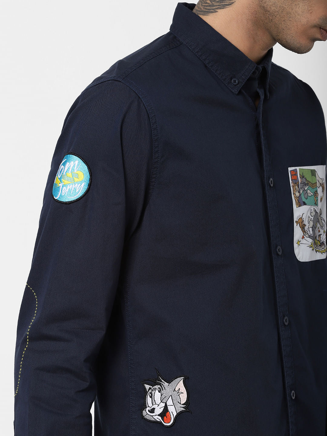 X Tom & Jerry Navy Blue Printed Full Sleeves Shirt