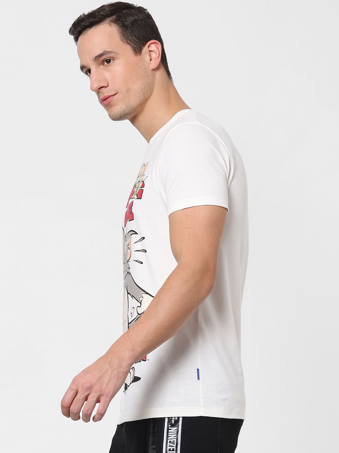 X Tom & Jerry White Printed Crew Neck T-shirt