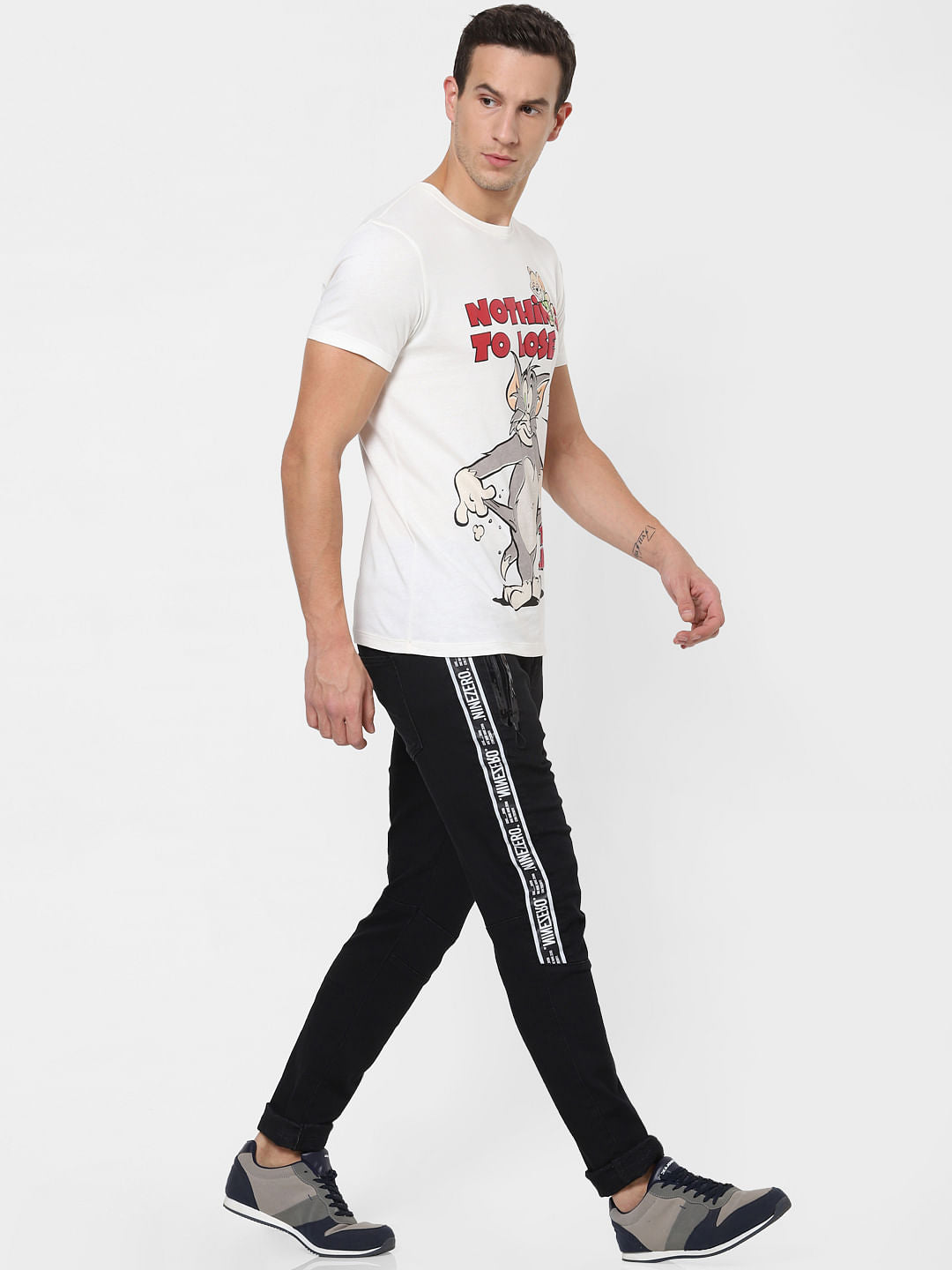 X Tom & Jerry White Printed Crew Neck T-shirt