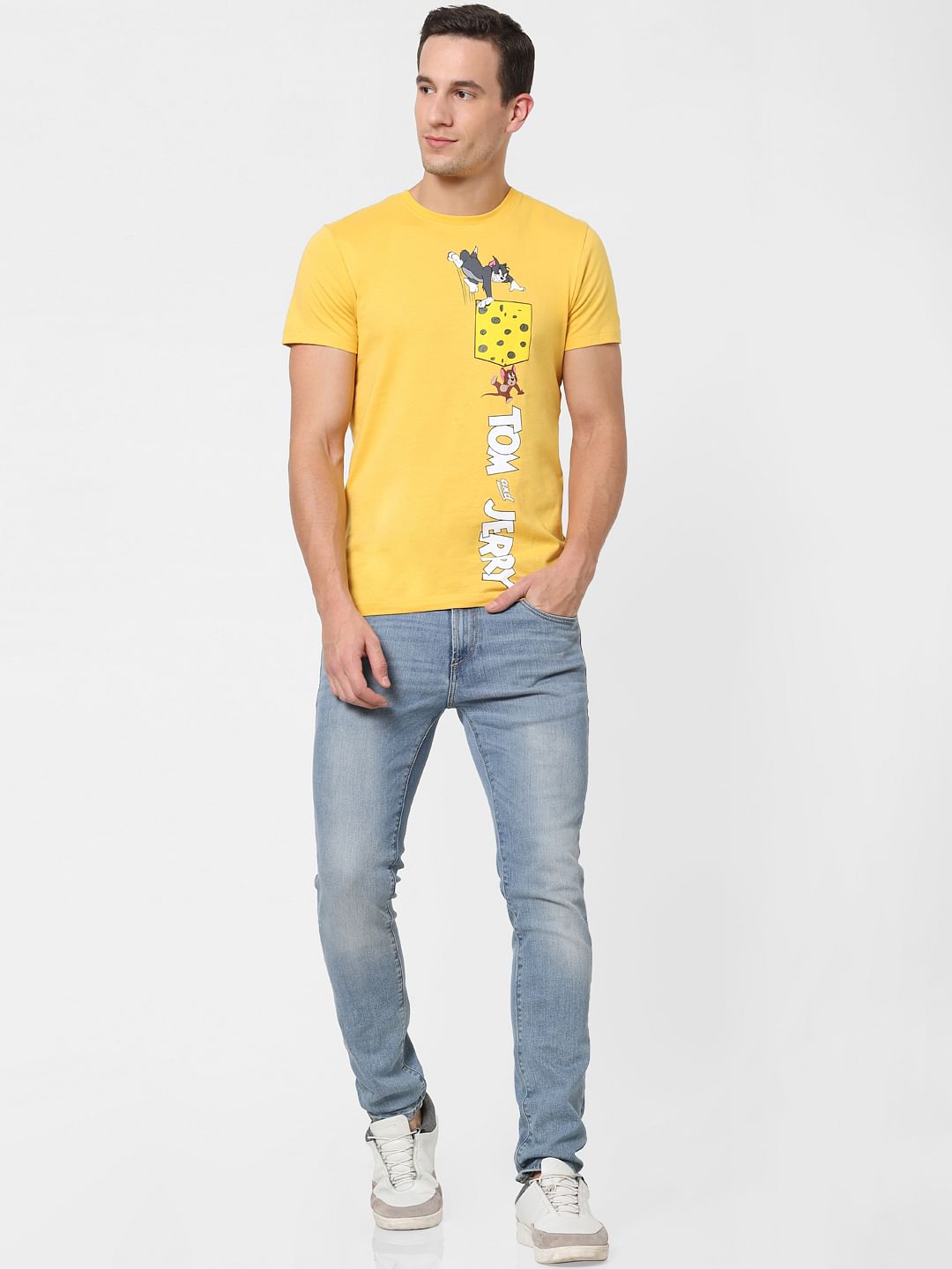 X Tom & Jerry Yellow Printed Crew Neck T-shirt