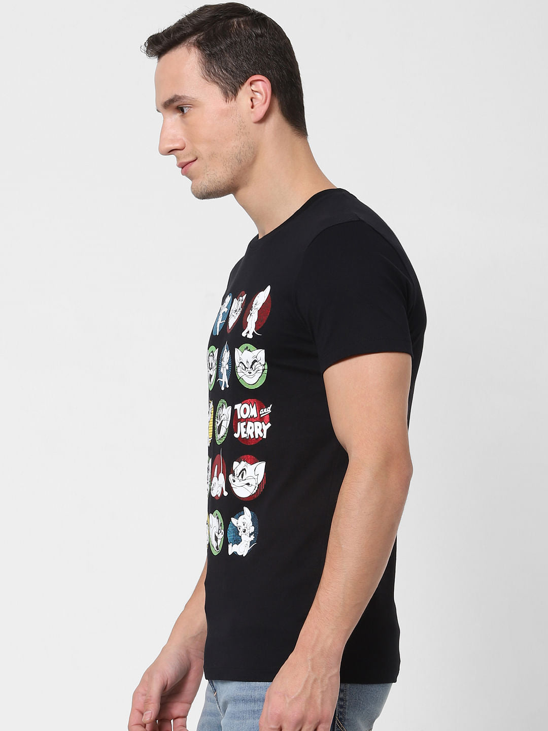 X Tom & Jerry Black Graphic Print Crew Neck T-shirt