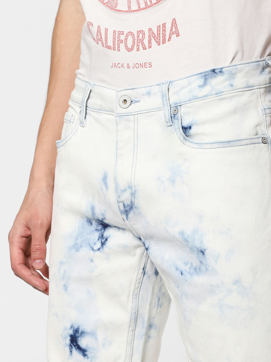 Blue Low Rise Acid Washed Denim Shorts