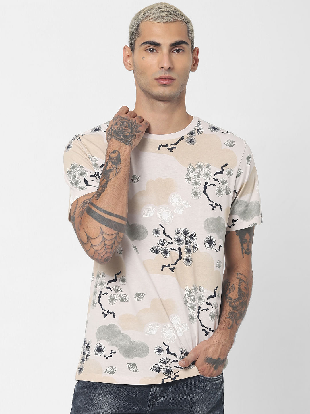 White Printed Crew Neck T-shirt
