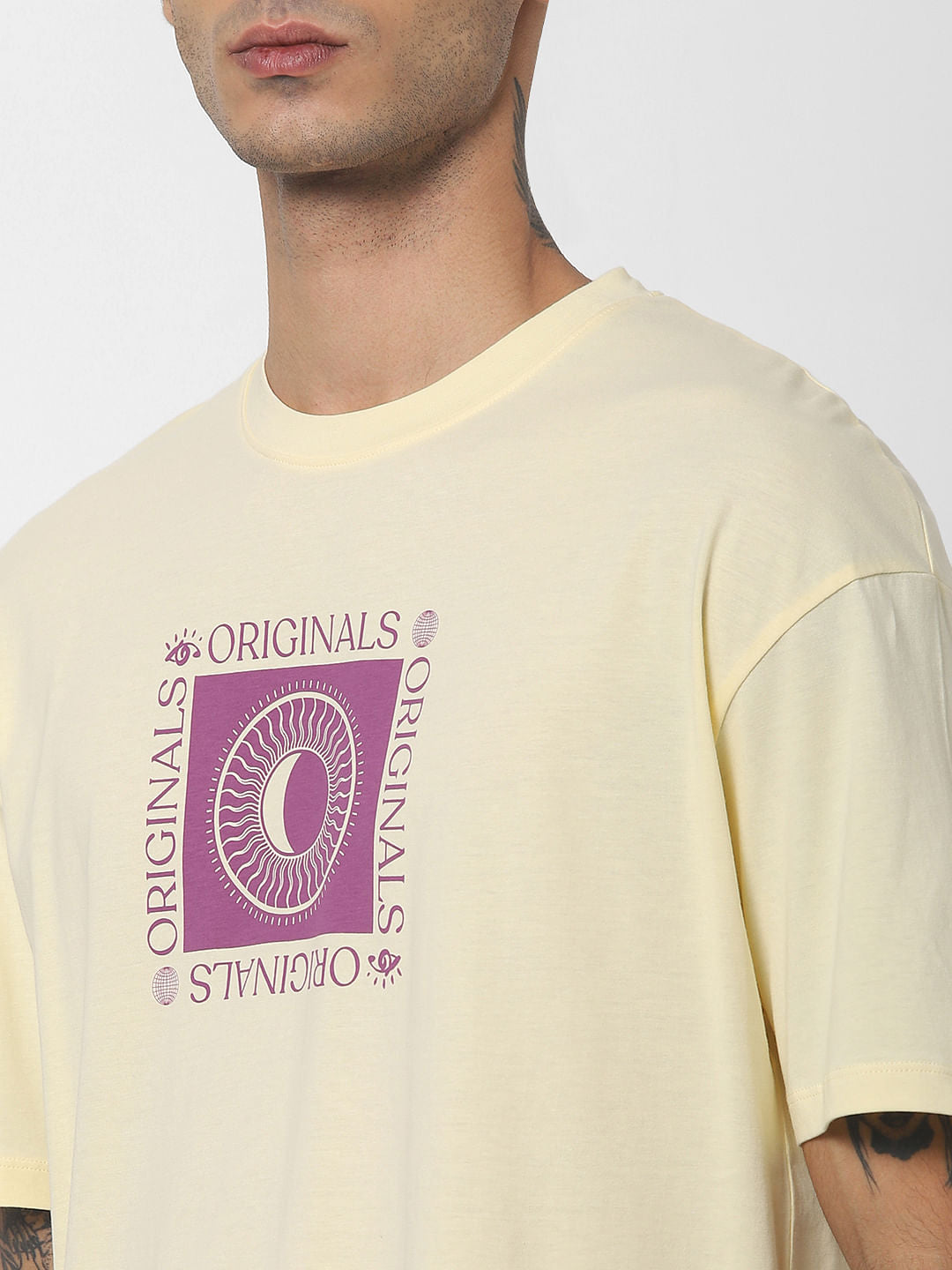 Yellow Graphic Print Crew Neck T-shirt