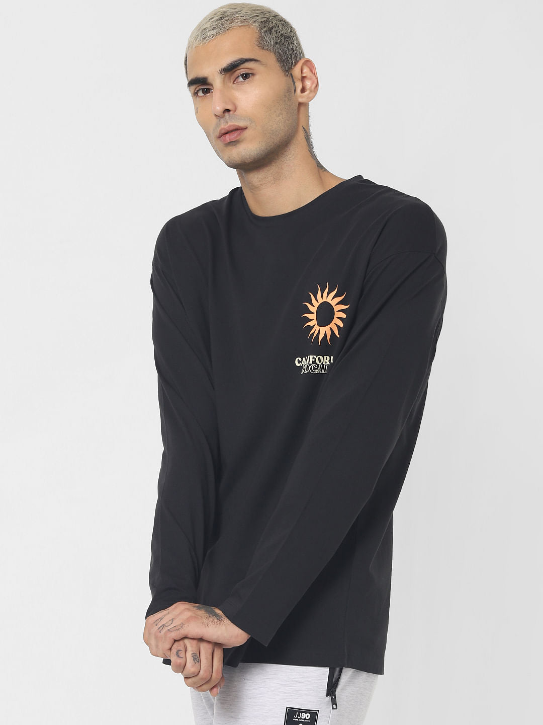 Black Graphic Print Crew Neck T-shirt