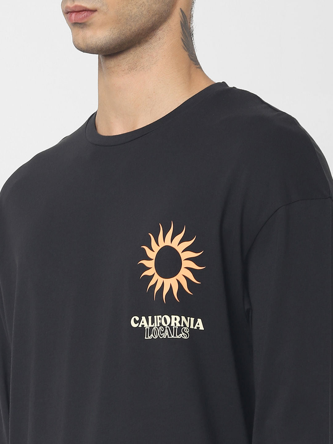 Black Graphic Print Crew Neck T-shirt