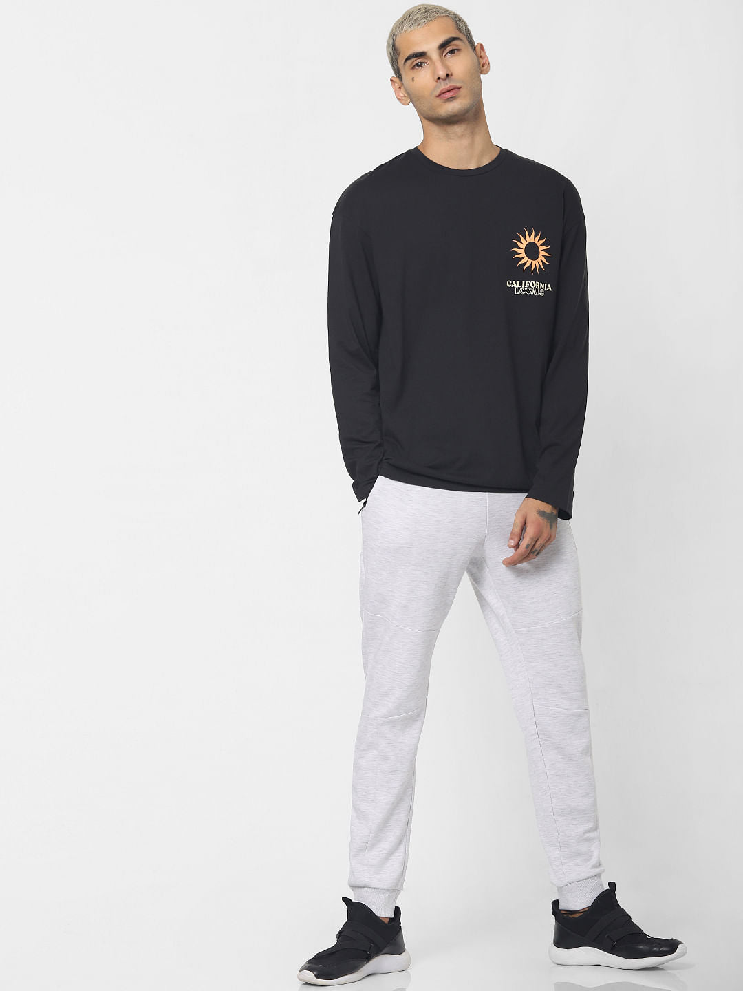 Black Graphic Print Crew Neck T-shirt