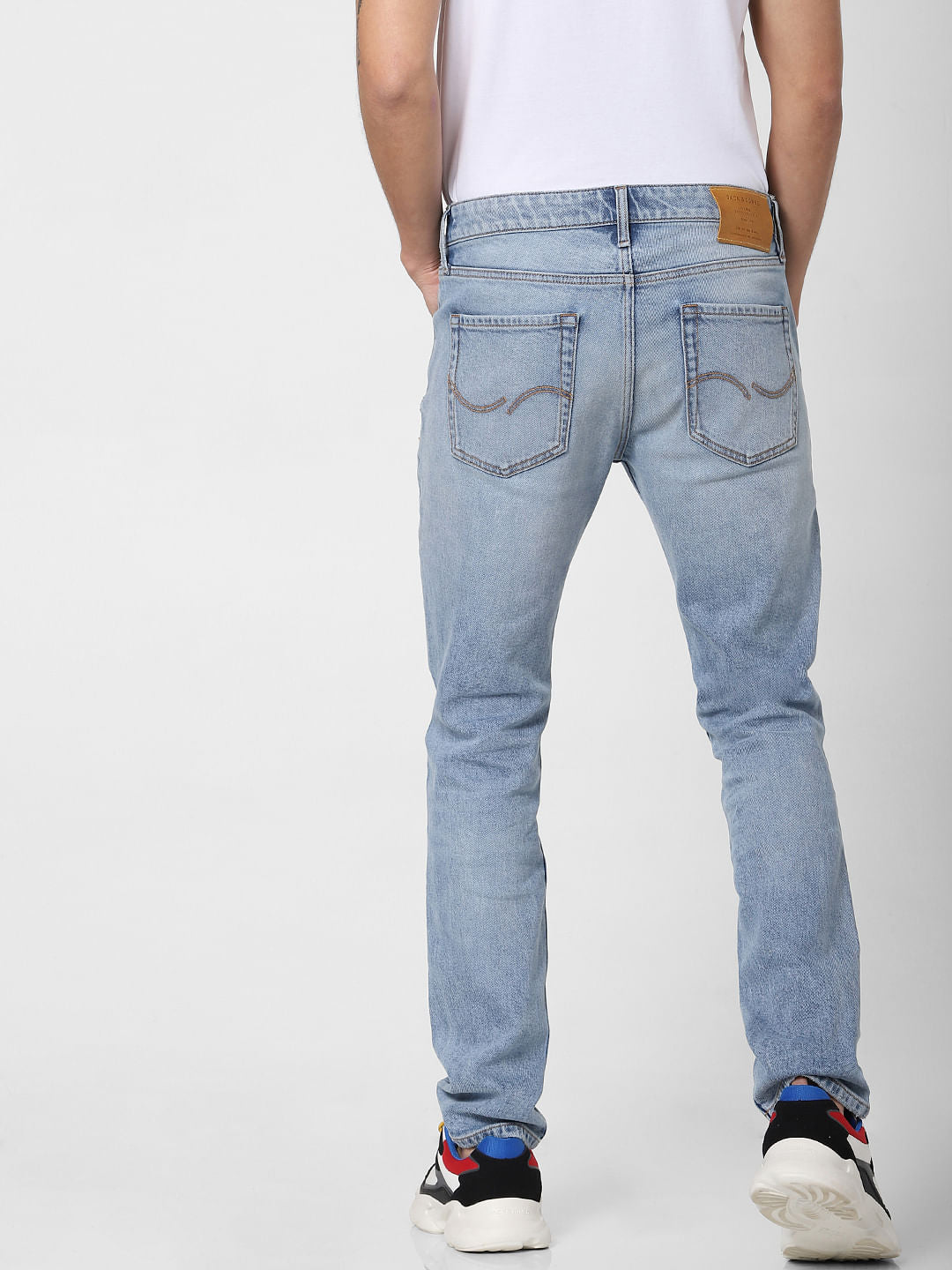 Blue Low Rise Distressed Tim Anti Fit Jeans