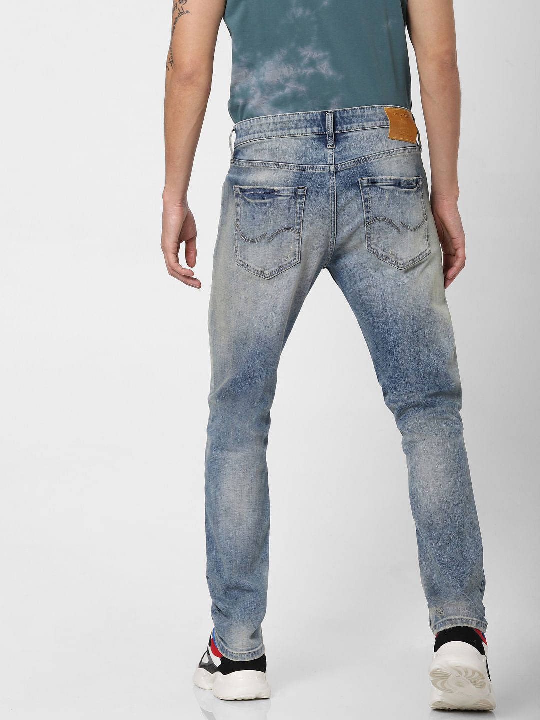 Blue Low Rise Ripped Tim Anti Fit Jeans