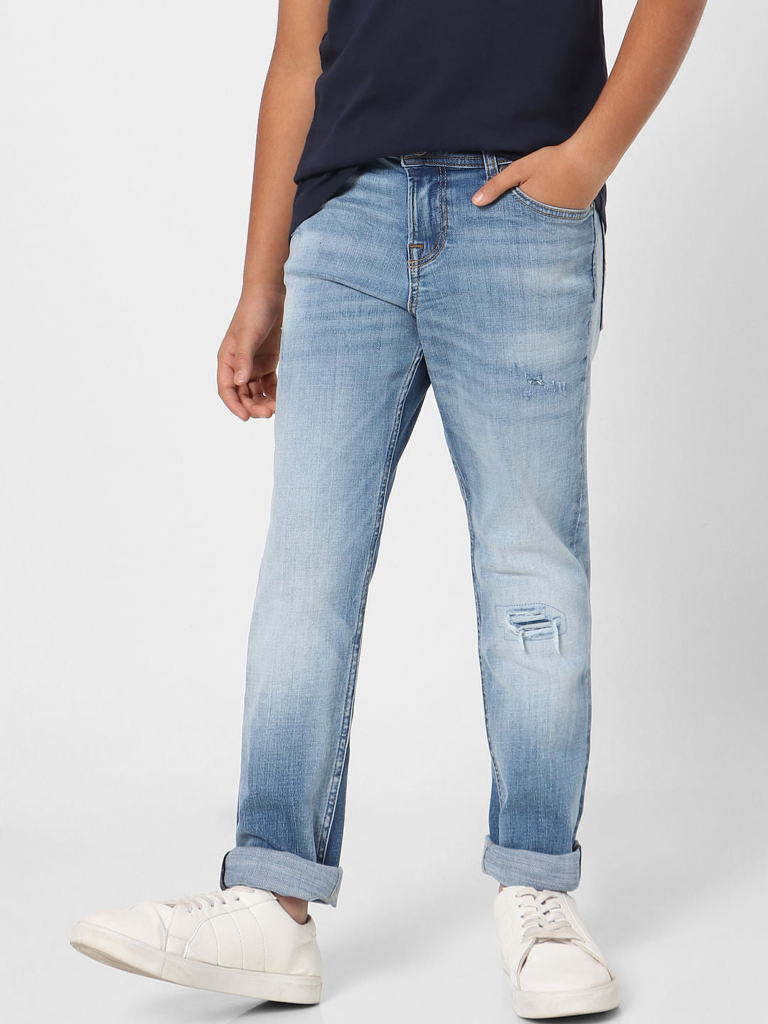 Boys Blue Mid Rise Clark Straight Fit Jeans