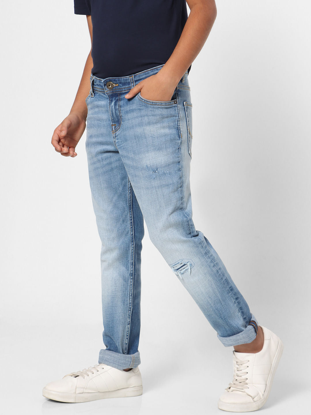 Boys Blue Mid Rise Clark Straight Fit Jeans