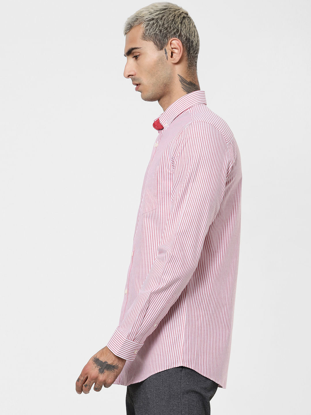Red Striped Full Sleeves Shirt