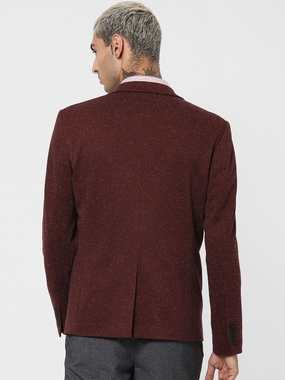 Burgundy Self-Design Blazer
