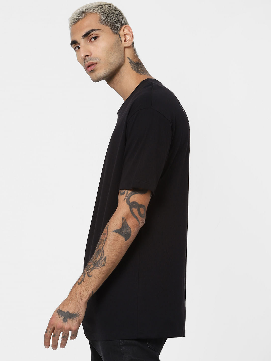 Black Printed Crew Neck T-shirt