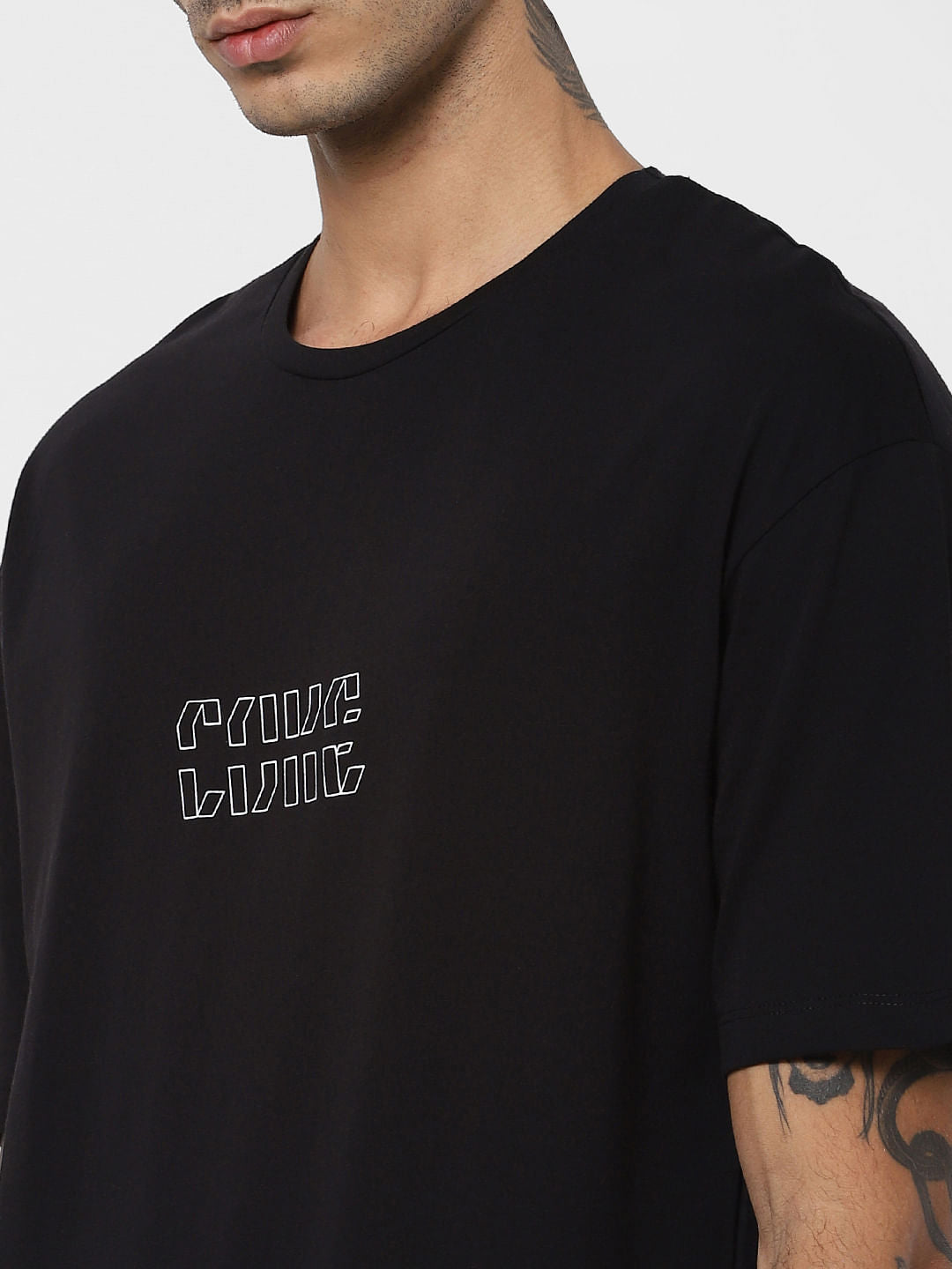 Black Printed Crew Neck T-shirt
