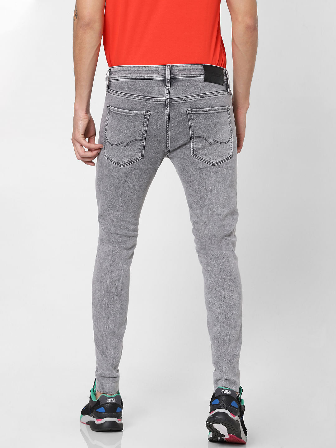 Grey Low Rise Washed Tom Super Skinny Jeans