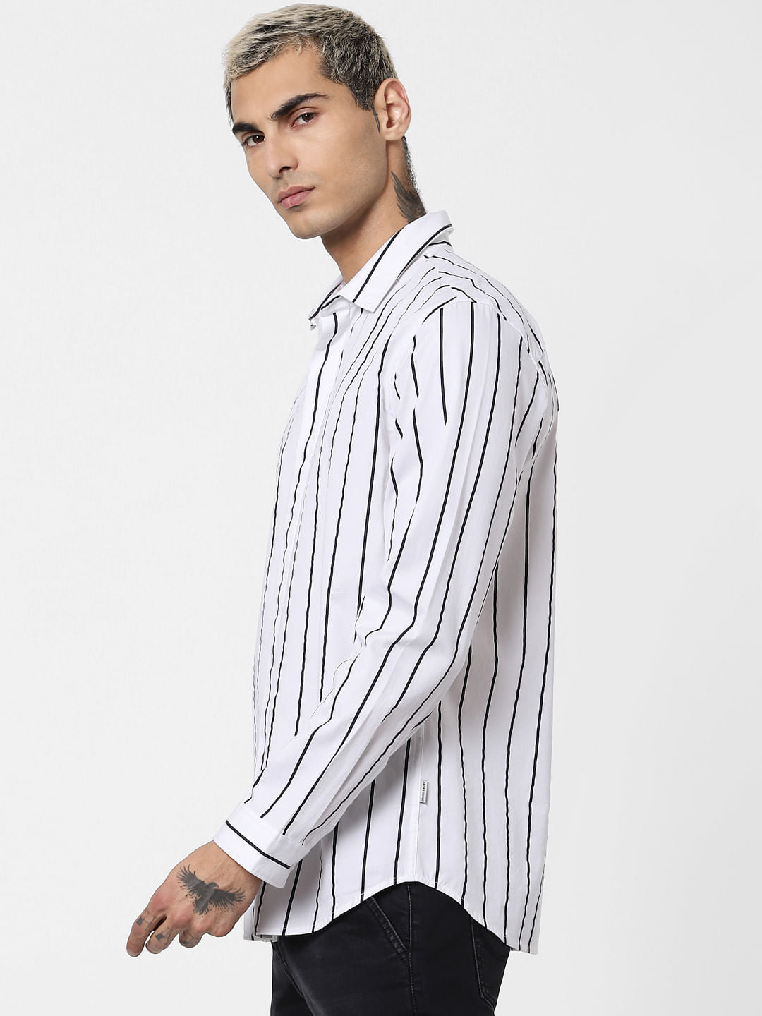 White Striped Full Sleeves Shirt