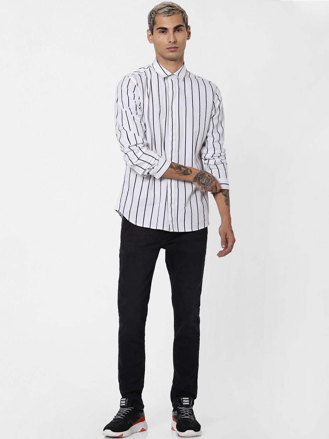 White Striped Full Sleeves Shirt