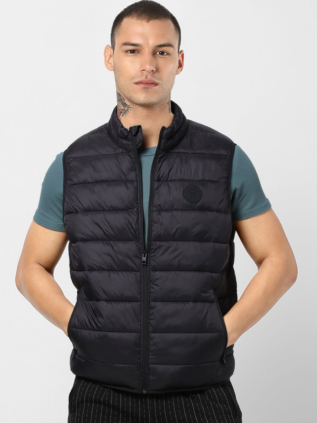 Black Zip-Up Puffer Jacket